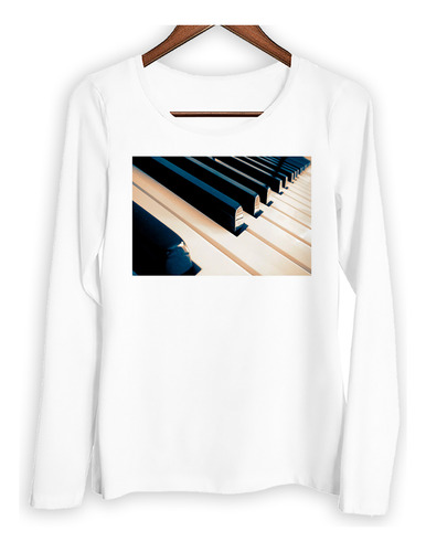 Remera Mujer Ml Piano Teclas De Perfil Musical Deco M1