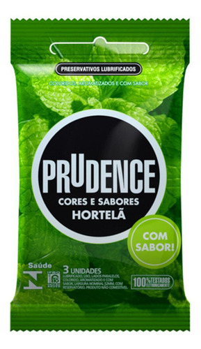 Preservativo Prudence Cores E Sabores Hortelã - 3 Unidades