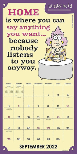 Calendario De Pared Aunty Acid 2022, 12.0 X 12.0 In, Mensual