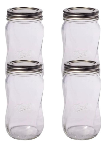 Frasco De Vidrio Mason Jar Ball Spiral 16oz (caja Con 4)