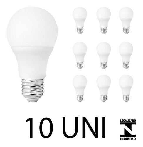 Kit 10 Lâmpada Led 7w Bulbo Bivolt E27 90% Mais Econômico!