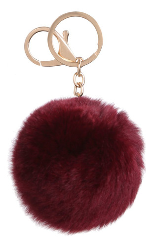 Chaveiros Femininos Argola Chaveiro Pelúcia 8 Cm Pom Pom Cor Vinho