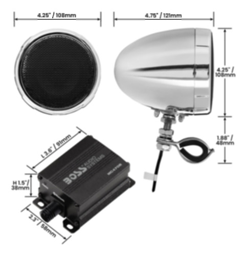 Boss Audio Mcbk470b Negro 1000w Sistema De Sonido Para Motoc