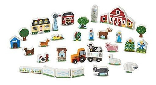 Melissa  Doug Wooden Farm  Tractor Play Set 33 Piezas