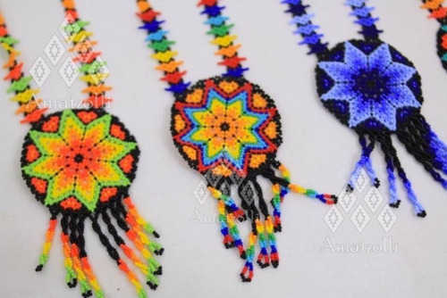 Collar Mexicano De Chaquira Modelo Sol Huichol