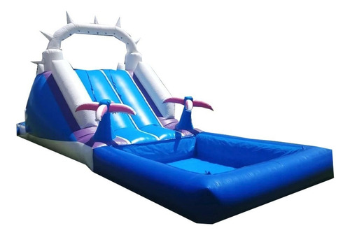 Brincolin Inflable Acuático Deslizador Punk Color Azul Marino