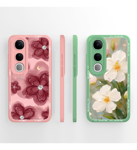 Funda Para Vivo V50 V50 Lite 5g Carcasa Con Estampado De Flores De Silicona Líquida Suave A Prueba De Golpes Para Vivov50 V50 Lite 5g Cover