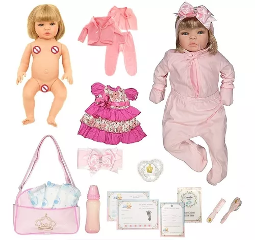 lifcasual Boneca bebê reborn menina 17 boneca de arte para bebês da vida  real corpo de pano macio ótimo para maiores de 3 anos roupas pontilhadas  rosa : : Brinquedos e Jogos