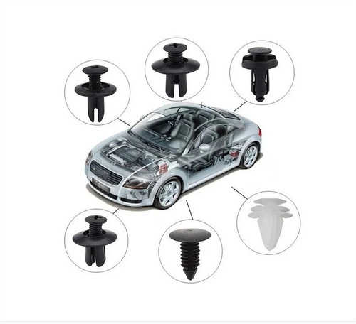 Imagen 3 de 8 de Caja 100 Clips Fijacion Broche Retencion Plastico Tapabarro