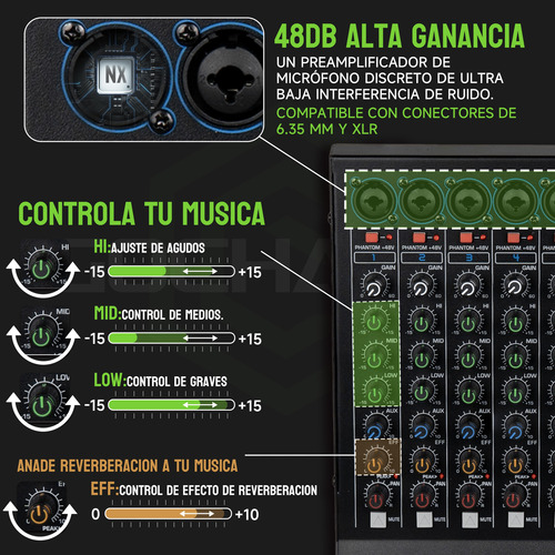 Mezcladora Gc Nx1200 Audio Consola 12 Canales 99dsp Mixer Dj