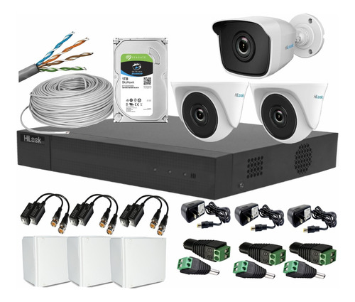 Kit Dvr 4ch 1080+3 Camaras Hilook 1080p + Disco+obsequios