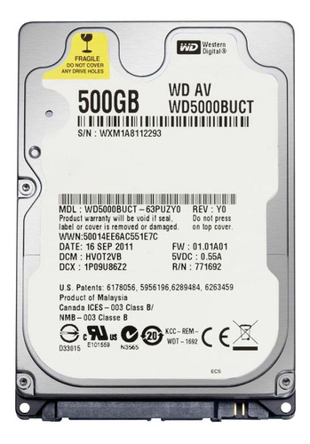 Disco rígido interno Western Digital WD AV-25 WD5000BUCT 500GB