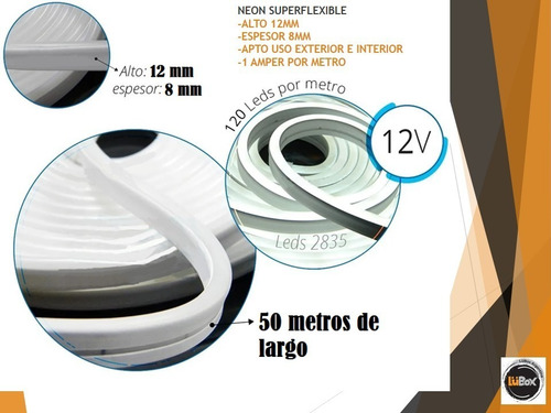 Imagen 2 de 6 de Manguera Led Neón Flexible 12v Por Metro Exterior/interior