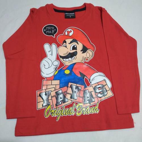 Remera Mario Mama Mia Gamer Retro Vintage Niño Doble Estampa