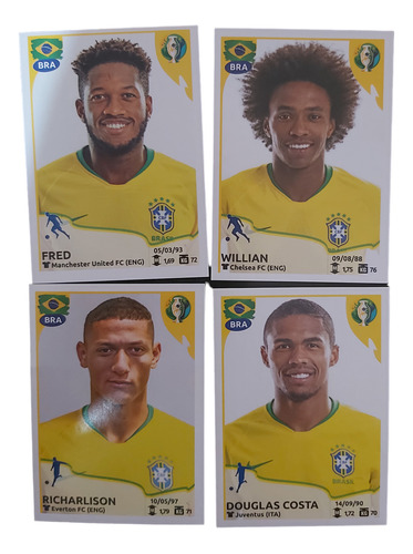 Lote Por 4 Figuritas De Brasil Copa America Brasil 2019