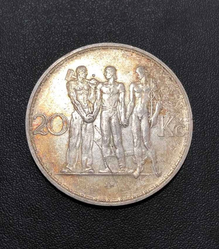Moeda Antiga Czechoslovakia 20 Korun 1933 - Prata