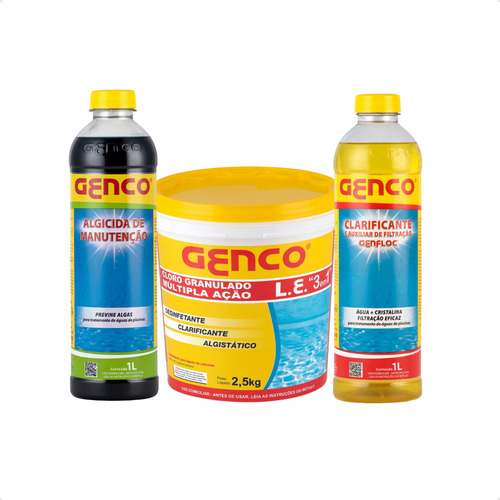 Kit Clarificante Algicida Manutenção Cloro Genco 2,5kg | Lojão Do Ferro