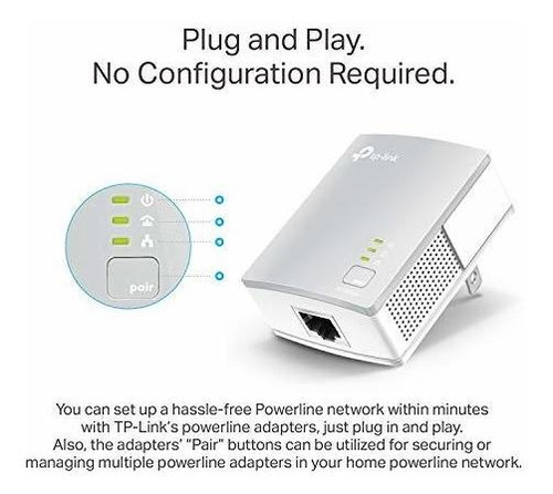 Adaptador Ethernet Powerline Tp-link Av600 - Plugyplay, Ahor