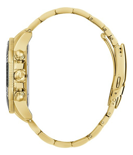 Reloj Bulova Hombre 98a315 Correa Dorado Bisel Negro Fondo Dorado