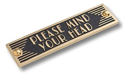 Mind Your Head Metal Door Sign. Art Deco Style Home Dé...