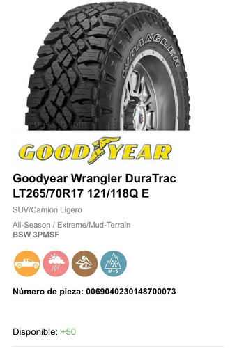 Llanta 265 70r17 121 118q Goodyear Wrangler Duratrac Mercado Libre Llanta 265 70r17 121 118q Goodyear Wrangler Duratrac Mercado Libre
