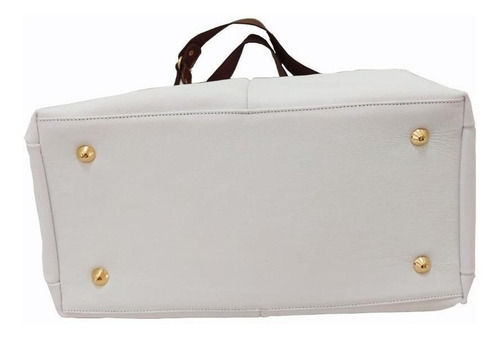 Bolso hobo Oliver Mour 1025, diseño de piel lisa blanca y marrón con correa de hombro marrón, asas marrones y herrajes metálicos.