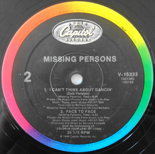 Missing Persons I Can't Think About Dancin' Disco Importado (Usado)