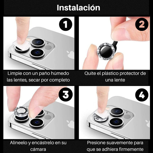 Vidrio Templado Camara Lente Strass Para iPhone 11 12 Mini