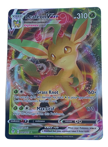 Leafeon Vmax Carta Pokémon Original Tcg Inglés 008/203 (Usado)