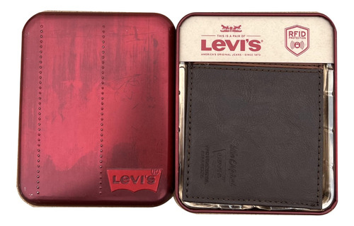 Billetera De Piel Levi's Original Est. Metalico Importada