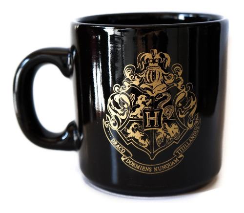 Taza Negra Diseño Harry Potter Logo Hogwarts Pelicula Jarro