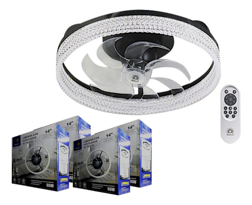 Ventilador De Techo Con Lampara Led 14 PuLG Con Control 4 Pz