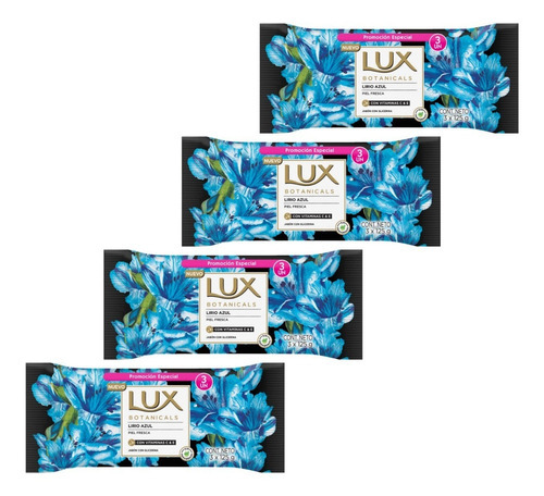 Jabón De Tocador En Barra Lirio Azul Lux 3x125g Pack X 4
