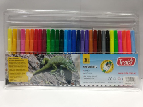 Marcadores Escolares Fibras De Colores Trabi X 30 U.v Devoto