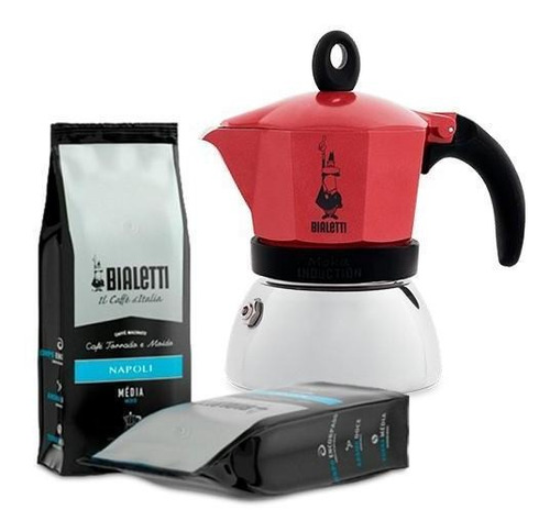 Kit Cafeteira Moka Induction 6 Xíc.+ Brinde Café Napoli 250g