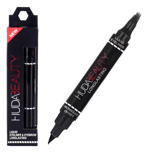 Bolígrafo doble para cejas, hilo a hilo, molde y delineador de ojos, color: negro