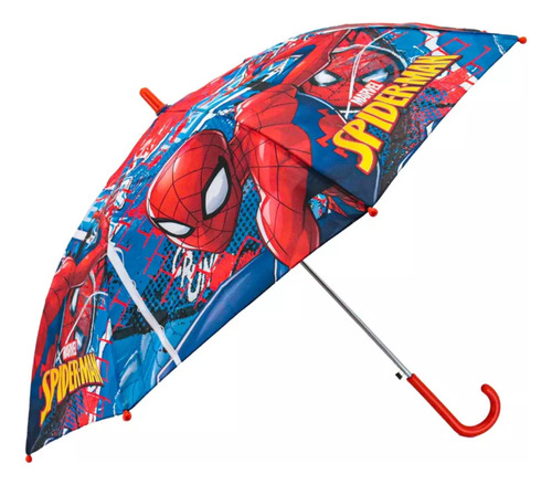 Guarda chuva sombrinha automatica infantil homem aranha cor azul desenho do tecido bolinhas