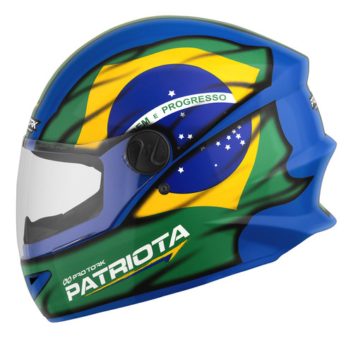 Capacete Fechado R8 Modelo Patriota Nação Bandeira Brasil