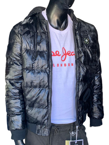  Chaquetas Hombre Brillante Negra Termica (kz1234) 