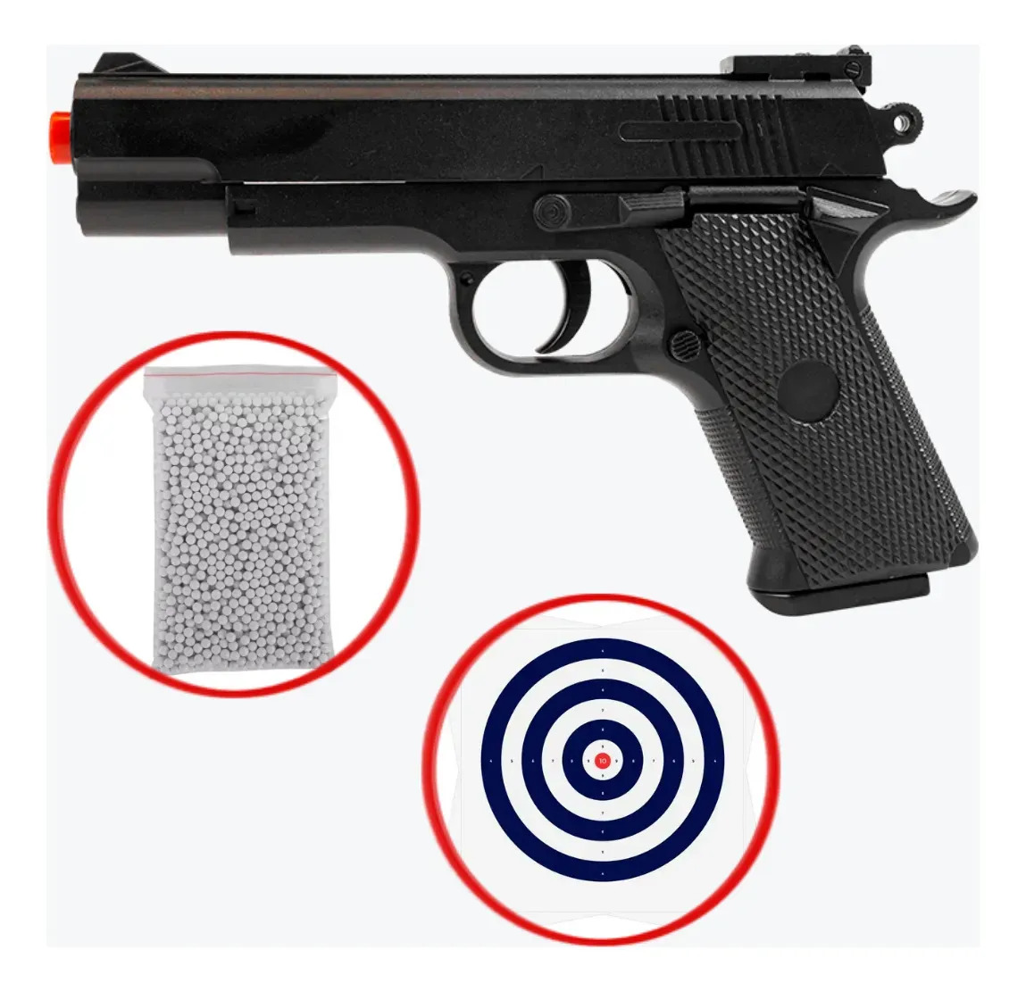Pistola Airsoft V92 1911 Short Spring Mola Rossi 6mm