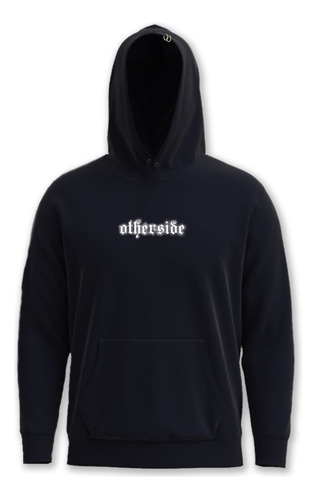 Imagen 2 de 3 de Buzo Oversize Negro Canguro Frizado Unisex Hoodie Aesthetic