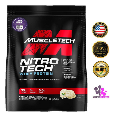 Nitro Tech Proteina Whey Isolate 10 Lbs Registro Sanitario