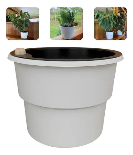 Kit 5 vasos autoirrigáveis brancos com sistema antidengue