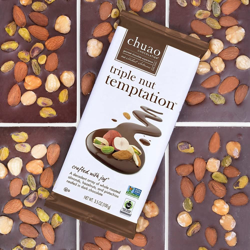 Barras De Chocolate Negro Triple Nut Temptation 3 Unidades
