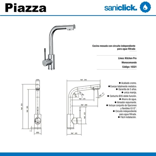 Griferia para cocina piazza hotsell