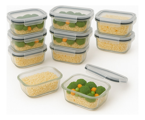 Pote Vidro Hermético Retangular Tampa 450ml Kit 10 Peças