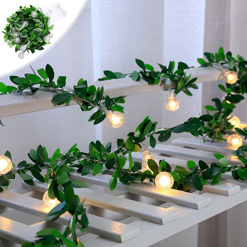 Luces Led J De Ratán Con Forma De Follaje, Arreglo De Luces