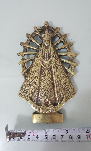 Antigua Figura Virgen De Luján Bronce Macizo Artesana Pared 