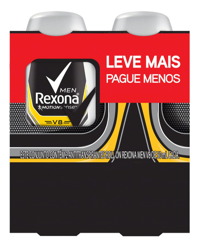 Antitranspirante roll on Rexona V8 Men Motionsense 100 ml pacote de 2 u