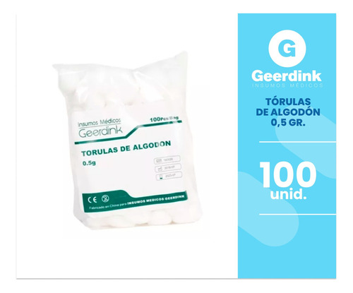 Torulas De Algodón 0.5 Gr. X 100 Unidades